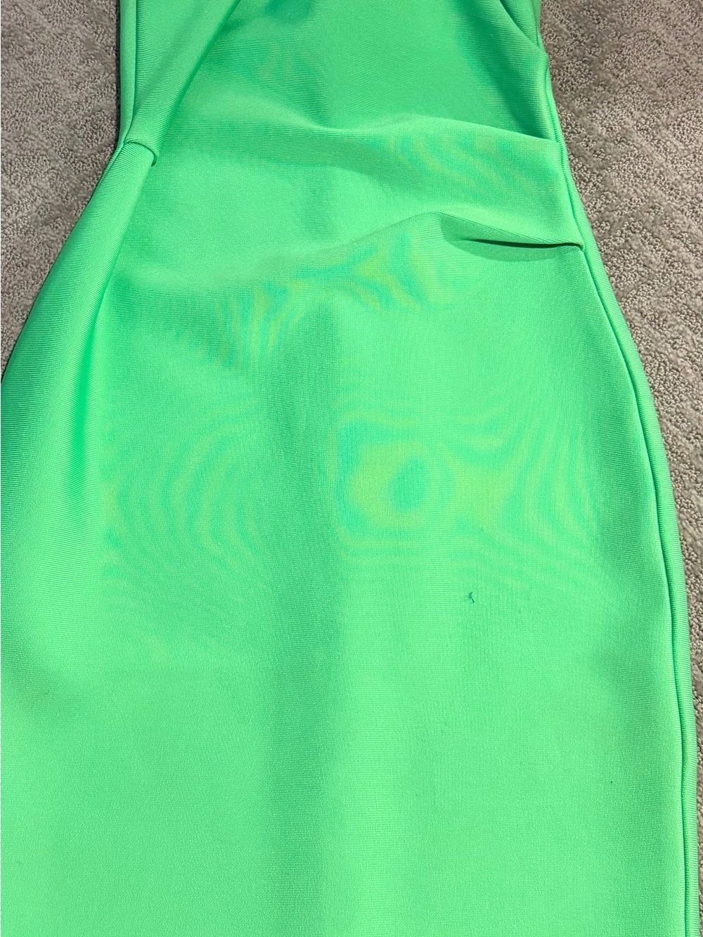 Green bandage halter dress with silver rope detail